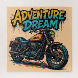 Abenteuer-Traumfahrt / Vintage-Chopper-Motorrad Puzzle