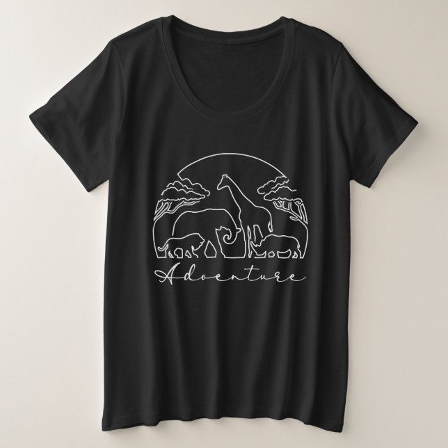 Abenteuer und Safari in Afrika Große Größe T-Shirt (Design vorne)