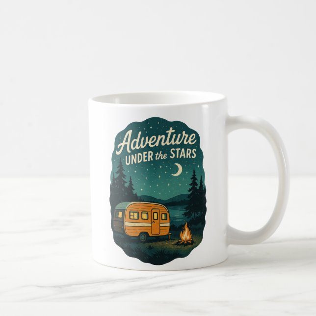 Abenteuer Unter den Sternen Retro Camping Kunst Kaffeetasse (Rechts)