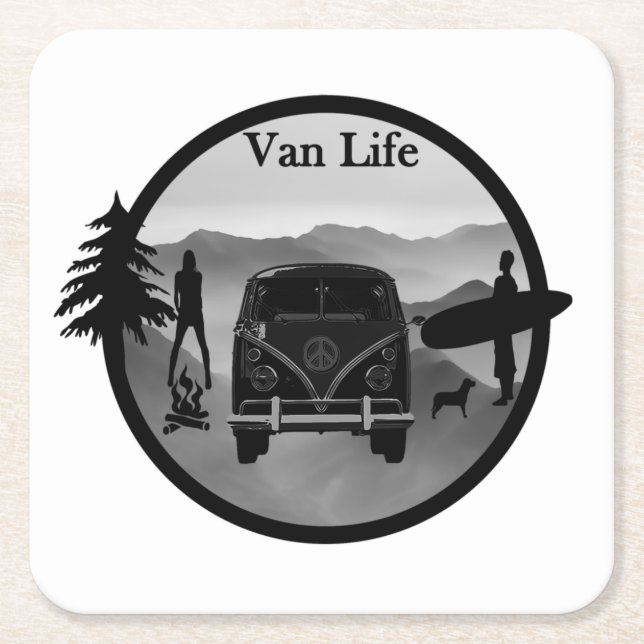 Abenteuer Van Life Rechteckiger Pappuntersetzer (Vorderseite)