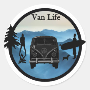 Abenteuer Van Life Runder Aufkleber
