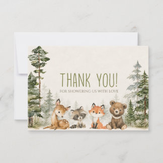 Abenteuer Wald Camping Tiere Baby Shower Dankeskarte