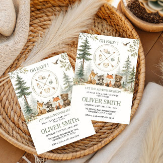 Abenteuer Wald Camping Tiere Baby Shower Einladung