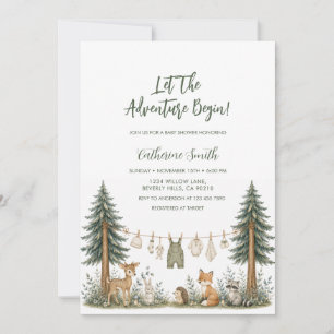 Abenteuer Waldtiere Baby Shower Einladung