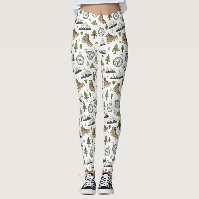 Abenteuer-Wander-Nahtlosmuster Leggings (Vorderseite)