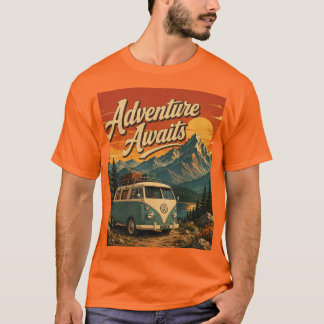 Abenteuer warten auf Vintage-Camper-T-Shirt T-Shirt