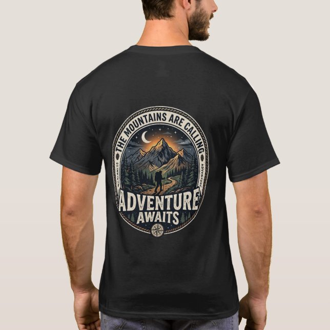Abenteuer warten auf Wanderhemd T-Shirt (Rückseite)