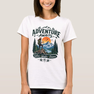 Abenteuer warten Bergwandern Outdoor T-Shirt