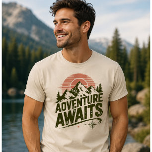 Abenteuer warten Bergwandern Vintage Outdoor T T-Shirt