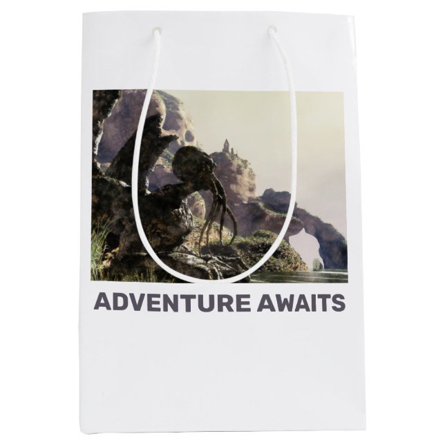 Abenteuer warten. Fantasielandschaft Mittlere Geschenktüte (Vorderseite)