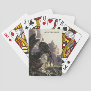Abenteuer warten. Fantasielandschaft Spielkarten