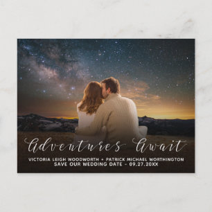 Abenteuer warten Foto Hochzeit Termin speichern Ankündigungspostkarte
