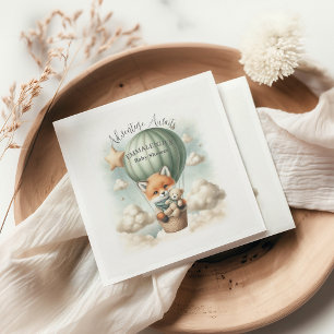 Abenteuer warten Heißluftballon Fuchs Baby-Party Serviette