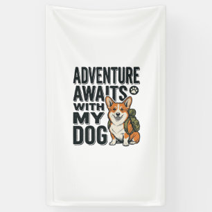 Abenteuer warten mit meinem Hund Vintage-Wanderdes Banner