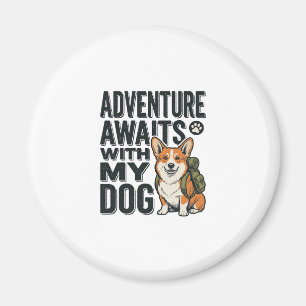 Abenteuer warten mit meinem Hund Vintage-Wanderdes Magnet