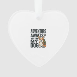 Abenteuer warten mit meinem Hund Vintage-Wanderdes Ornament