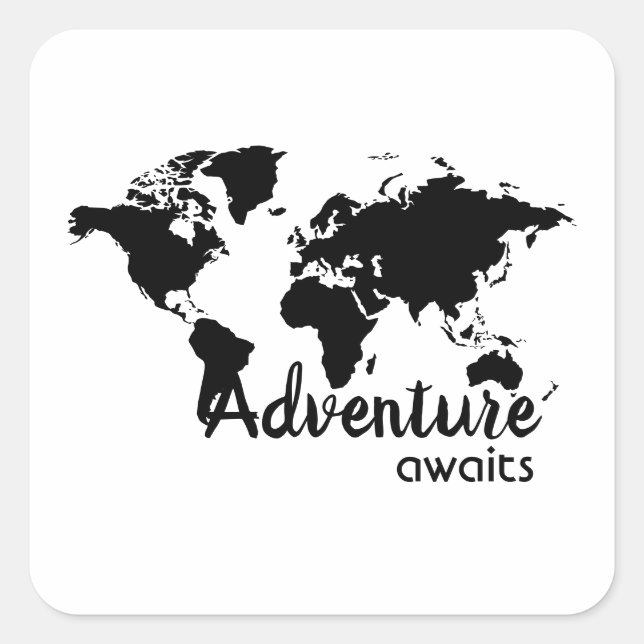 Abenteuer warten quadratischer aufkleber (Vorderseite)