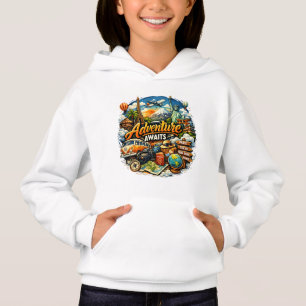 Abenteuer warten Reisecollage Vintage-Urlaub Hoodie