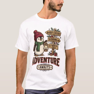 Abenteuer warten - Süßer Winterpinguin mit Laterne T-Shirt