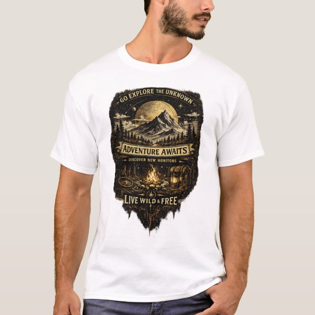 Abenteuer warten T-Shirt (Vorderseite)