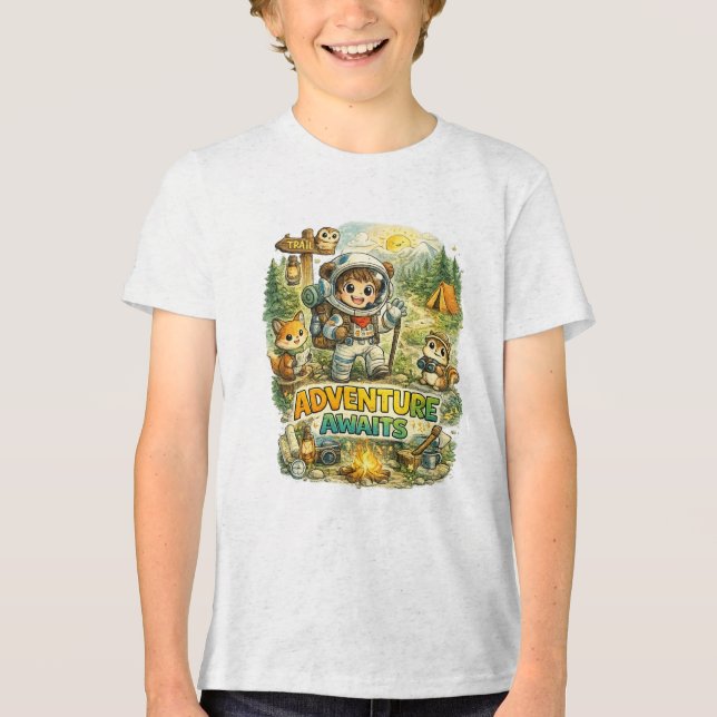 Abenteuer warten Tri-Blend shirt (Vorderseite)