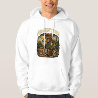 Abenteuer warten Vintage-Bär-Hiking-Weißer Kapuzen Hoodie