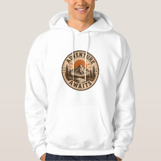 Abenteuer warten Vintage-Berg-Abzeichen T-Shirt Hoodie