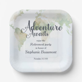 Abenteuer warten Weltkarte Ruhestandsparty Pappteller