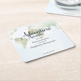 Abenteuer warten Weltkarte Ruhestandsparty Rechteckiger Pappuntersetzer