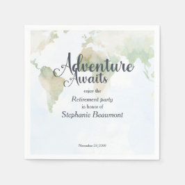 Abenteuer warten Weltkarte Ruhestandsparty Serviette