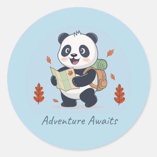 Abenteuer wartet auf Panda Runder Aufkleber (Vorderseite)