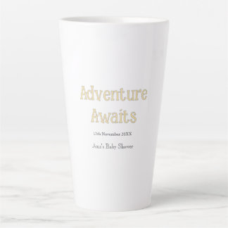 Abenteuer wartet Baby Shower Name Datum Pastell Milchtasse