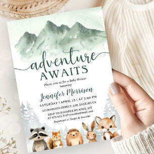 Abenteuer wartet Baby Shower Woodland Forest Einladung