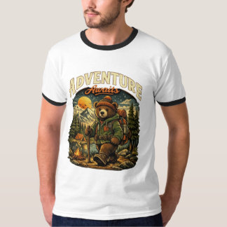 Abenteuer wartet Bär Wandern Camping Vintage Grafi T-Shirt