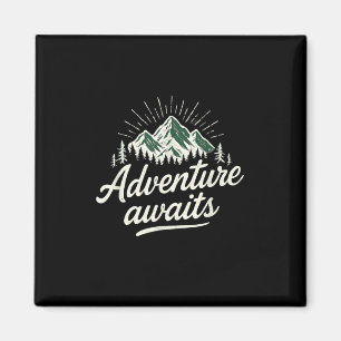 Abenteuer wartet Berg Natur Vintage Wandern Ich Magnet