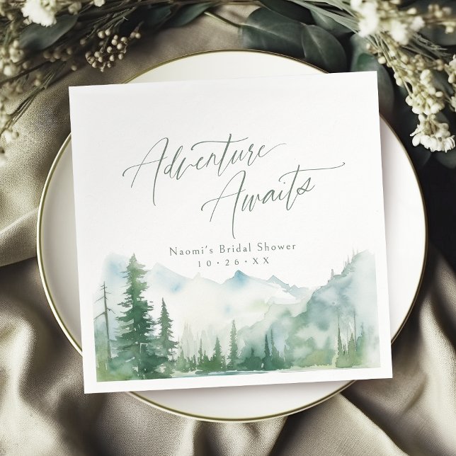 Abenteuer wartet Berg-Rustikale Brautparty Serviette (Adventure Awaits Mountain Rustic Bridal Shower Napkins)