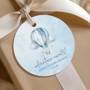 Abenteuer wartet! Blue Hot Air Balloon Baby Dusche Geschenkanhänger