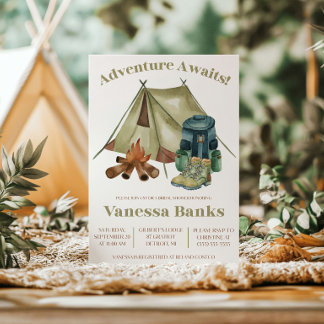 Abenteuer wartet! Camping, Wandern Brautparty Einladung