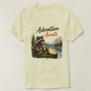 Abenteuer wartet Camping Waschbär Kanu Lake Nat T-Shirt