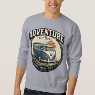 Abenteuer wartet da draußen – Retro-Camper-Van-Gra Sweatshirt