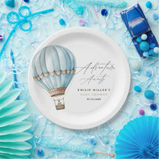 Abenteuer wartet Heißluftballon-Junge-Baby-Party Pappteller