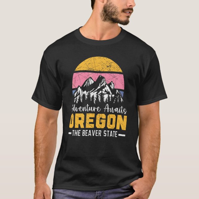 Abenteuer wartet Oregon The Beaver State USA Ameri T-Shirt (Vorderseite)