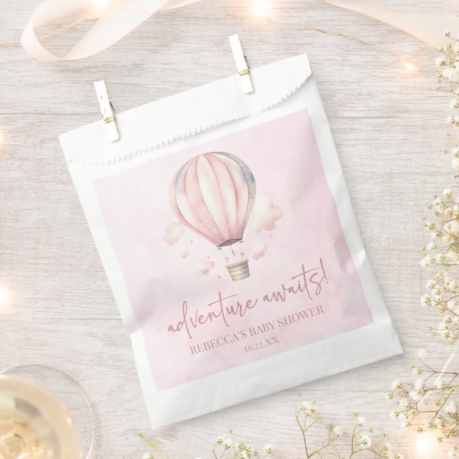 Abenteuer wartet! Pink Hot Air Ballon Babydusche Geschenktütchen (Ausgeschnitten)