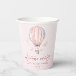 Abenteuer wartet! Pink Hot Air Ballon Babydusche Pappbecher