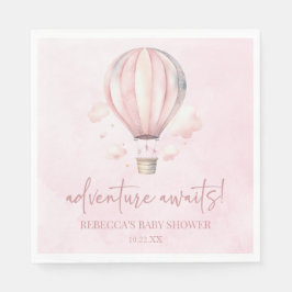 Abenteuer wartet! Pink Hot Air Ballon Babydusche Serviette