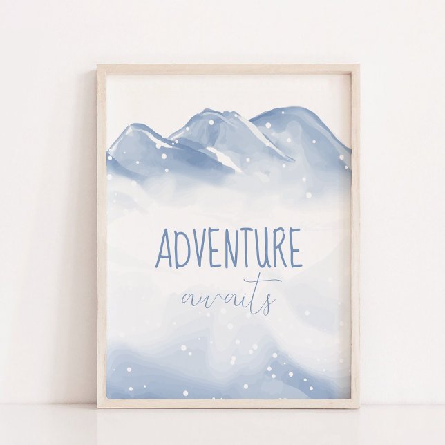 Abenteuer wartet Skript Winter-Kinderzimmer-Wandde Poster (Adventure Awaits Script Winter Nursery Wall Decor)