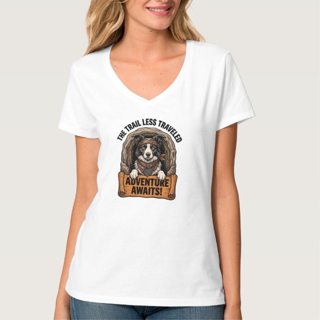 Abenteuer wartet Trail Dog T-Shirt (Vorderseite)