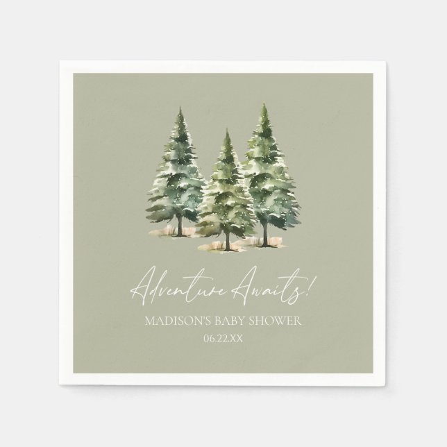 Abenteuer wartet! Winter Pine Trees Baby Dusche Serviette (Vorderseite)
