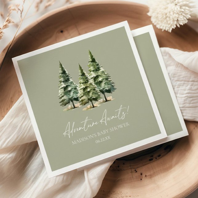 Abenteuer wartet! Winter Pine Trees Baby Dusche Serviette (Von Creator hochgeladen)
