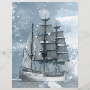 Abenteuer Winterschnee Sturm Vintag Piratenschiff